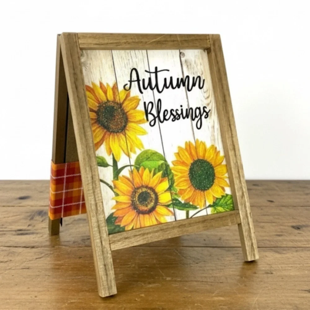 Autumn Blessings Table Decor Fall Flowers Easel Write On Blackboard 2 Si…